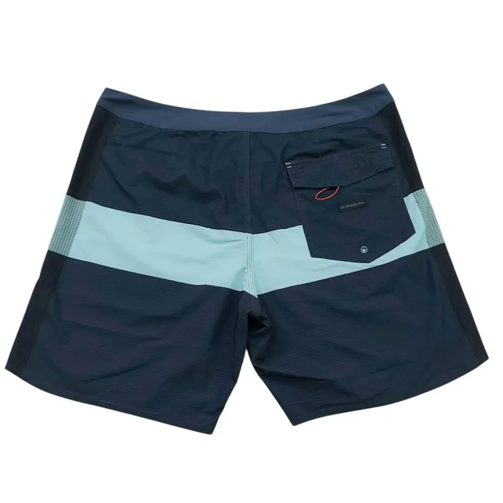 Quiksilver Board Shorts Mens 38 Navy Color Block Performance Swim Surf Trunks